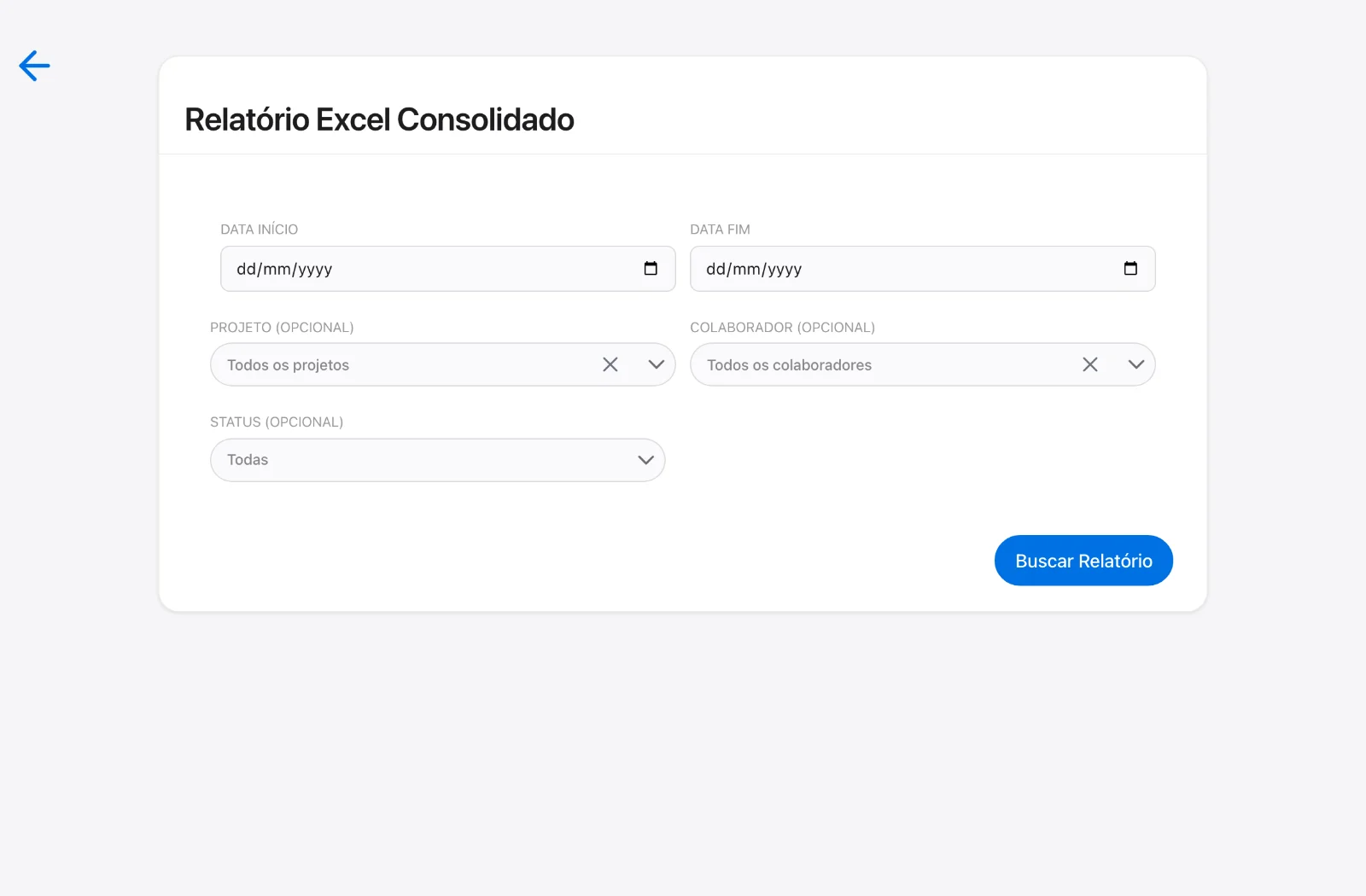 Exportação consolidada das horas em Excel.